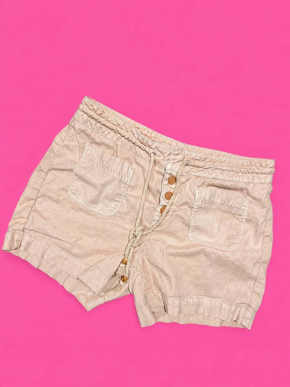 Level 99 Linen Blend Drawstring Shorts